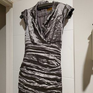 Nicole Miller authentic vintage silver metallic high collar gown